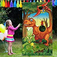 Los mejores  - Materiales de Fiesta de Dinosaurio Decoraciones de Cumpleaños Juego de Lanzamiento con 3 Bolsas de Frijoles de Nylon…